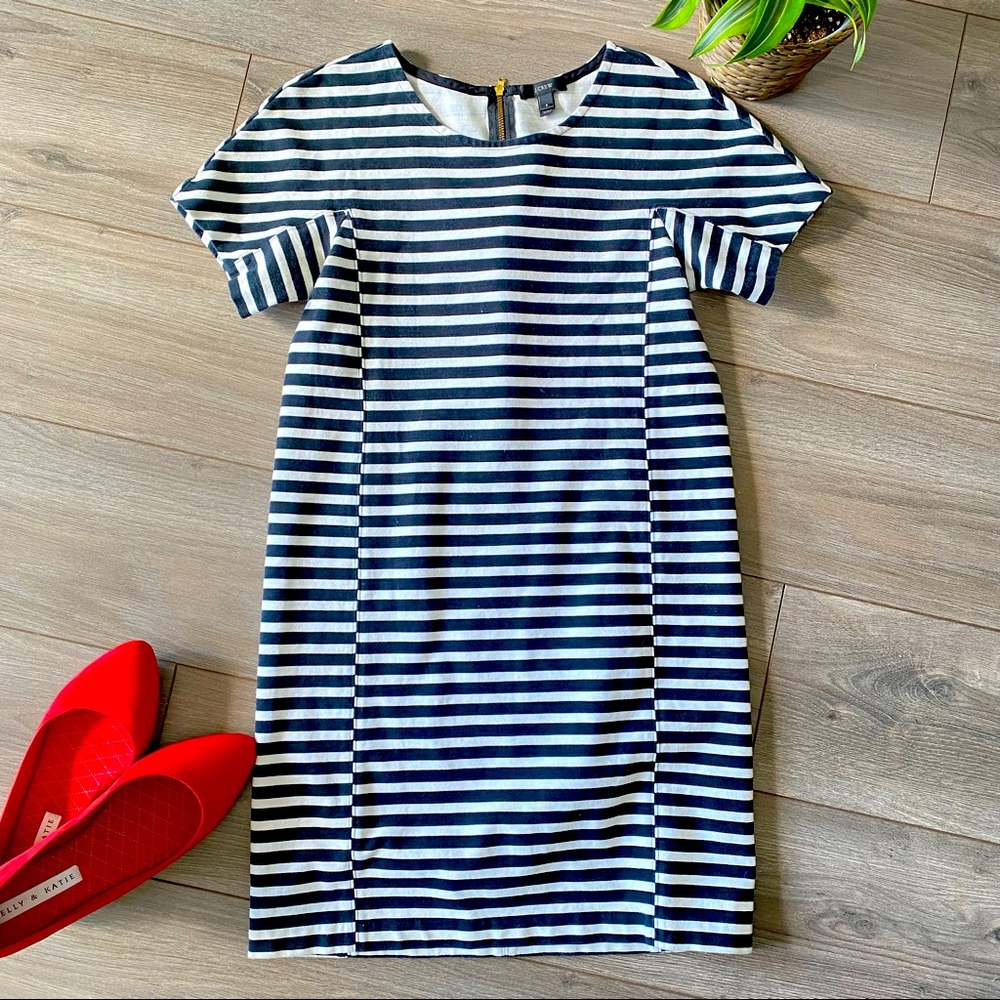 J Crew Nautical Striped Dress Black White Small